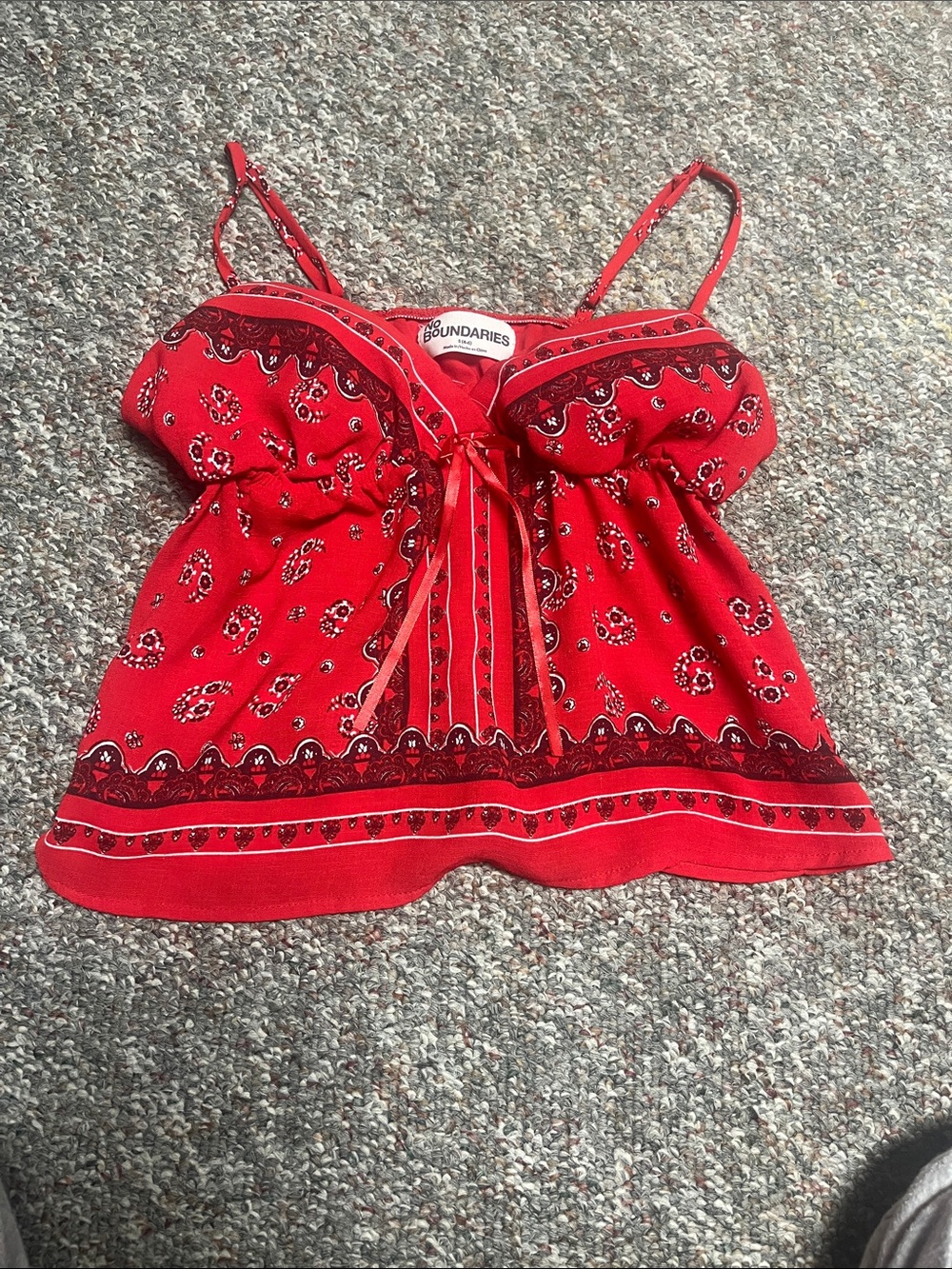 No Boundaries Red Bandana-Print Spaghetti Strap Cami